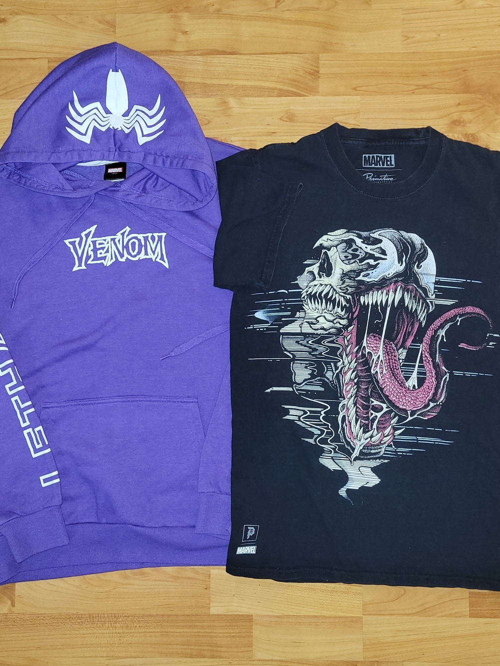 Marvel Venom Bundle: 2for1 Size SMALL Purple Hoodie + Black T-shirt